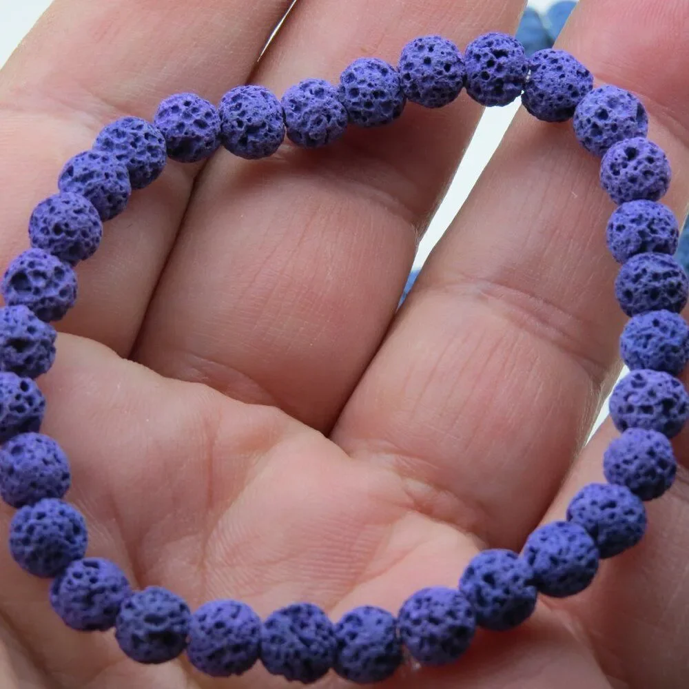 Natural Stone Lava Rock Diffuser Bracelet Elastic Yoga Aga 8mm X 3 Pieces set